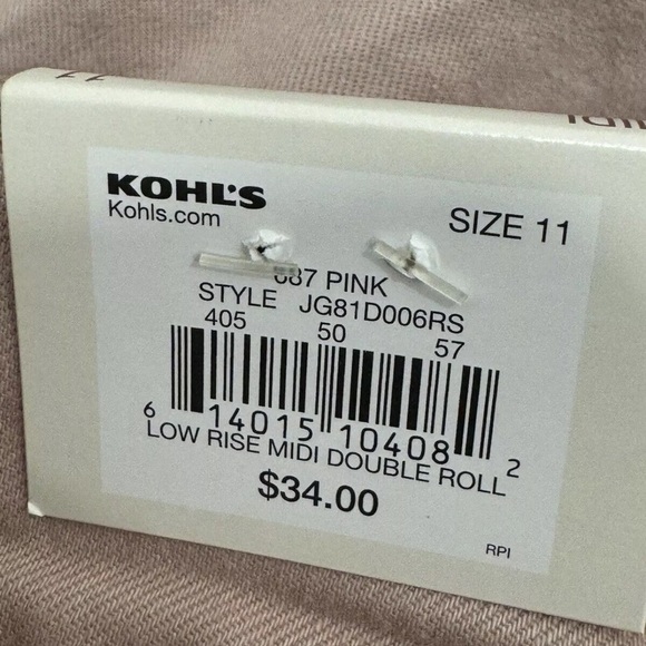 NWT $34 SO Shorts Pink Midi Low Rise Stretch JR Size 11 Distressed Cuffed Chino - Picture 11 of 11